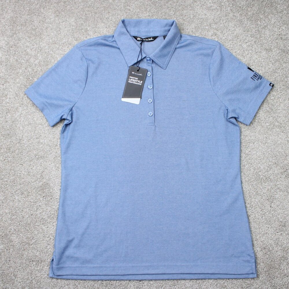 Travis Mathew Polo Shirt NWT Womens Large Blue Oceanside Pima Cotton/Poly S/S